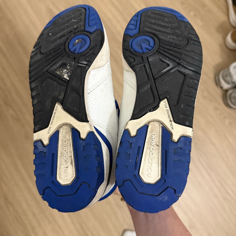 New Balance White and Blue 550 Sneakers - Picture 6 of 8